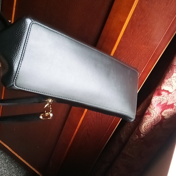 M Kors Trisha large triple Gusset shoulder bag black pen le leather - Picture 7 of 8